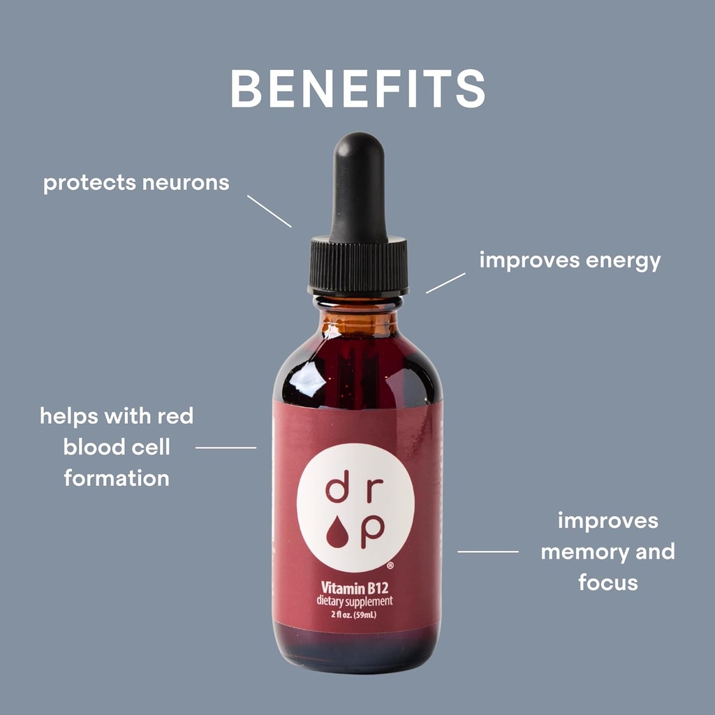 Vitamin B12 2500 mcg 2 oz Liquid Drops for Energy Production, Nervous System Health - No Artificial Preservatives, Non-GMO, Gluten Free, Vegan-Friendly 4