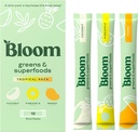 Bloom Nutrition Superfood Greens Powder Stick Packs, Digestive Enzymes with Probiotics and Prebiotics, Gut Health, Bloating Relief for Women, Chlorella, Green Juice Mix, 18 SVG, Tropical Variety 2