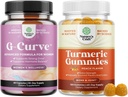 Bundle of G-Curve Breast and Butt Enhancer Pills May Support Voluptuous Curves and Turmeric Gummies for Adults Peach Flavor - Extra Strength Joint Support Gummies with Turmeric Curcumin 2