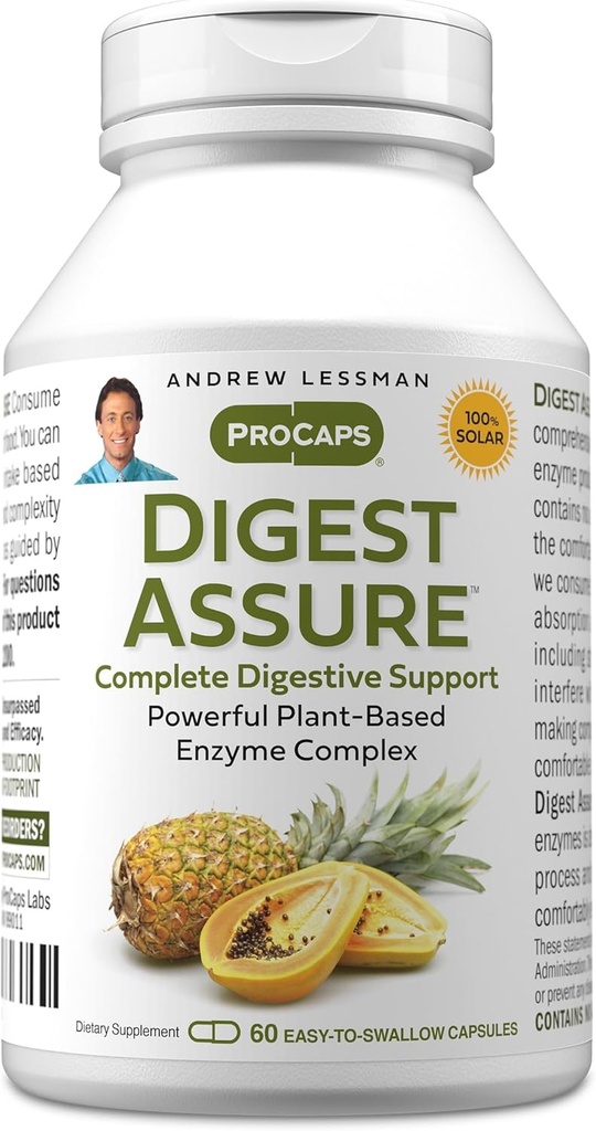 ANDREW LESSMAN Digest Assure 60 Capsules - Comprehensive Blend of Powerful Natural Enzymes to Support and Enhance Digestive Health, Vegetarian-Sourced Enzymes, Small Easy to Swallow Capsules 2