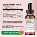 Selenium Liquid Drops - 200mcg Liquid Selenium Supplement with Vitamin B Complex & Zinc - Support for Immune System, Antioxidant & Heart Health, High Absorption - Strawberry Flavor, 2 Fl Oz 3