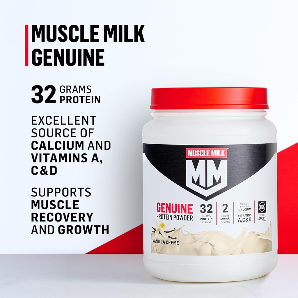 Muscle Milk Genuine Protein Powder, Strawberries ‘N Crème, 1.93 Pounds, 13 Servings, 32g Protein, 3g Sugar, Calcium, Vitamins A, C & D, NSF Certified for Sport, Energizing Snack, Packaging May Vary 6