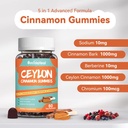 Sugar Free Ceylon Cinnamon Gummies 2000MG, Cinnamon Supplement with Chromium and Cinnamon Bark, Vegan, Non-GMO, Gluten Free, 60 Gummies 6