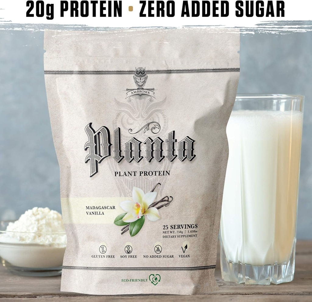 Ambrosia Planta - Premium Plant-Based Protein | Vegan & Keto Friendly | Gourmet Flavors with No Bloating or Stomach Upset | Gluten & Soy Free | No Added Sugar | 25 Servings | Vanilla 5