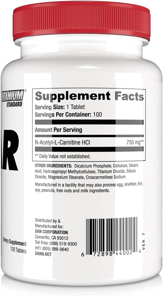 Alcar 750 - Pure Acetyl L-Carnitine for Energy, Focus, and Fat Metabolism 100 Servings 5