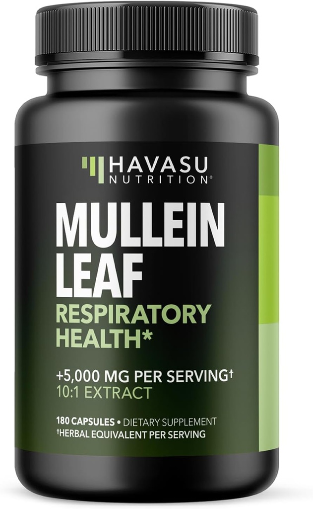 Mullein Leaf Capsules for Respiratory Health - 5000mg Extract 10:1 for Lung Support and Immune Function - 180 Count - Vegan, Non-GMO Capsules - Herbal Supplement for Daily Wellness - 6 Month Supply 2