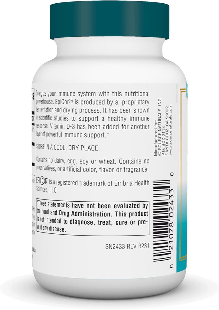 Source Naturals Wellness EpiCor with Vitamin D-3 for Heightened Immune Defense* - 60 Capsules 4