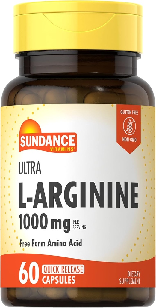 Sundance L-Arginine 1000mg Capsules | 60 Count | Free Form Amino Acid Supplement | Non-GMO and Gluten Free Supplement 2