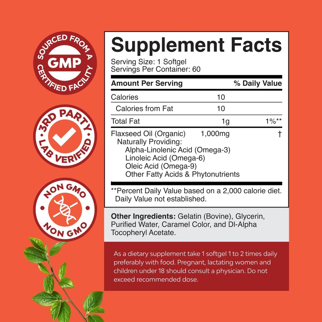 Bundle of Natural Hemp Seed Oil Capsules and Omega Flaxseed Oil 1000mg Softgels - with Essential Fatty Acids for Joint Support - Natural Omega 3 6 9 Supplement for Hair Skin and Nails 4