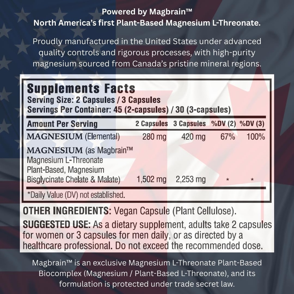 Kappa Nutrition Powered by Magbrain™ Magnesium L-Threonate Plant-Based, 420mg Elemental Magnesium (3 Capsules) from 2,253mg, 90 Vegan Capsules, Brain, Sleep & Muscle Support. 4