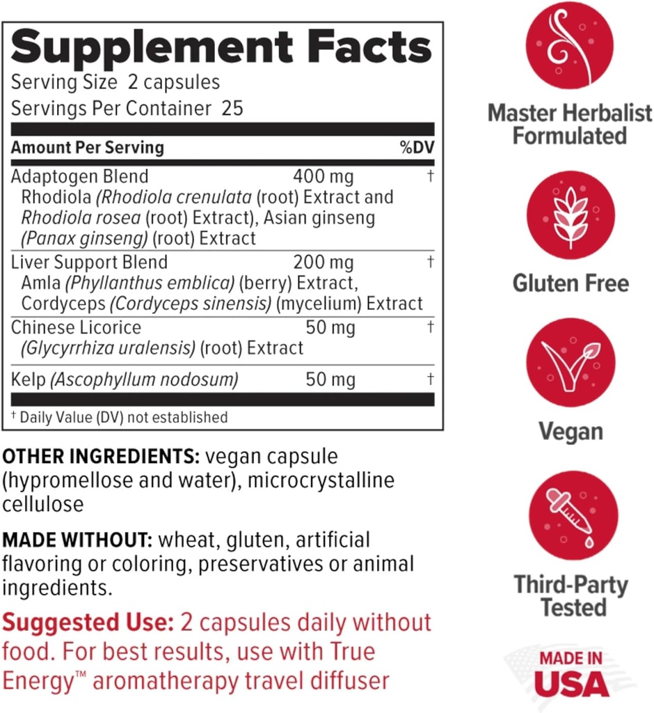 Redd Remedies, True Energy, Supports Energy Production and Stamina, 50 Vegan Capsules 3