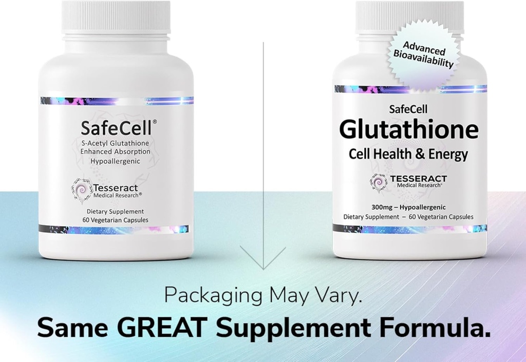Tesseract Medical Research SafeCell S-Acetyl Glutathione Supplement for Cellular Health Support, Powerful Antioxidant to Help Neutralize Free Radicals, Hypoallergenic, 300mg, 60 Vegetarian Capsules 3