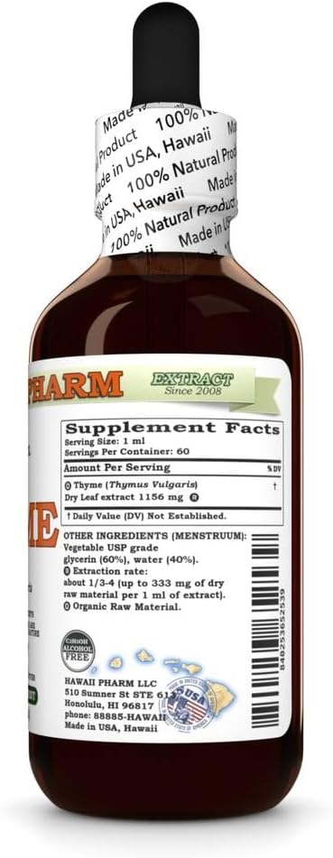 Thyme Alcohol-Free Extract, Glycerite for Antioxidant Support, Promotes Respiratory Comfort, Boosts Immunity, Nourishes Skin & Hair, Supports Natural Defense - 2 fl.oz 3
