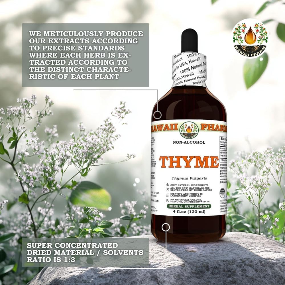 Thyme Alcohol-Free Extract, Glycerite for Antioxidant Support, Promotes Respiratory Comfort, Boosts Immunity, Nourishes Skin & Hair, Supports Natural Defense - 2 fl.oz 6