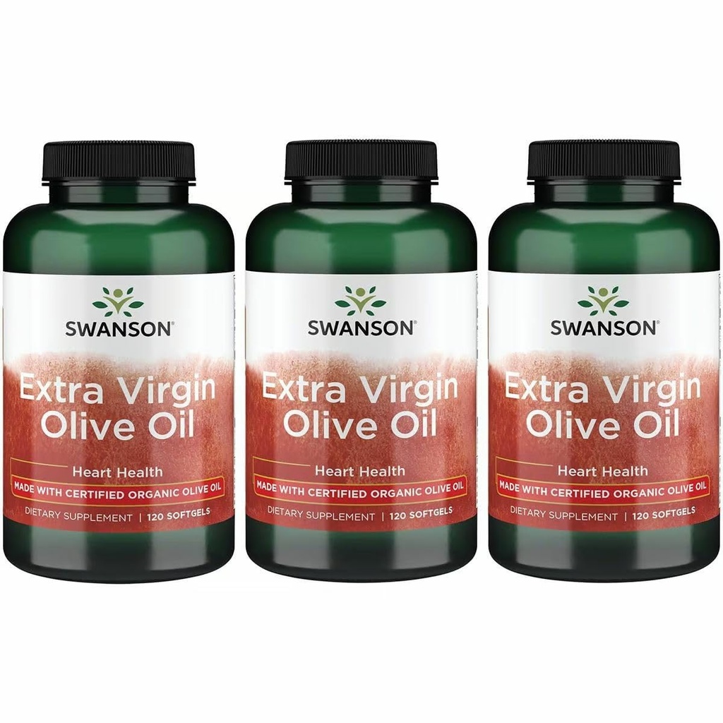 Swanson Extra Virgin Olive Oil - Natural Supplement Supporting Cardiovascular Health w/Essential Fatty Acids - Made w/Organic Cold-Pressed Olive Fruit - (120 Softgels, 1g Each) 3 Pack 2