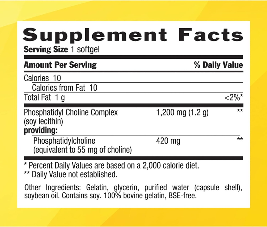 Country Life Phosphatidyl Choline Complex, Promotes Healthy Cognitive Function, 1200mg, 200 Softgels 3
