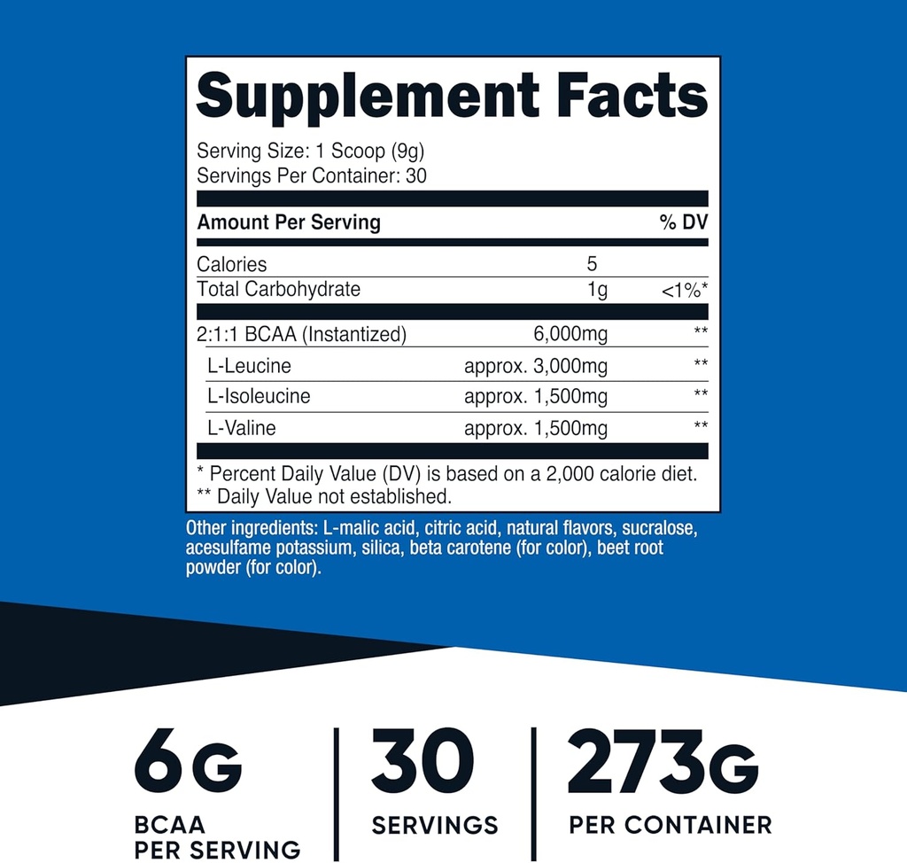 Nutricost BCAA Powder 2:1:1 (Peach Pear, 30 Servings) - Branched Chain Amino Acids 3