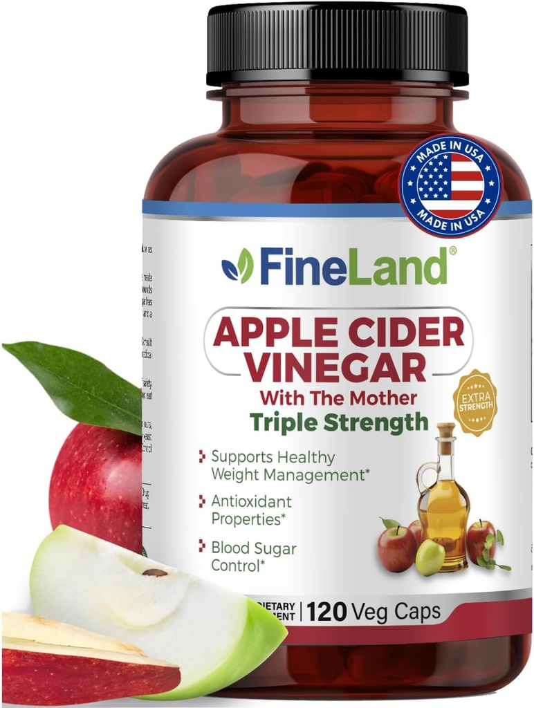 FineLand Apple Cider Vinegar Capsules with The Mother & Probiotics – 120 Veggie Capsules – 1600mg Eq. per seving – Digestive, Detox & Gut Health Support – Non-GMO, 100% Vegan Made in USA 2