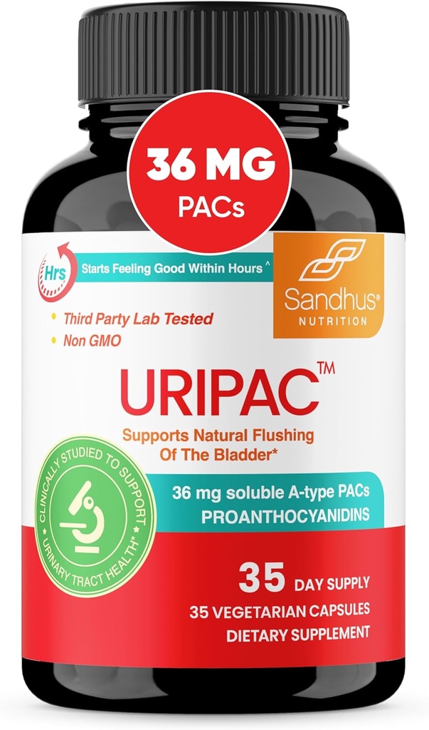 Sandhu's Uripac 36mg PACs clinically Proven 35 Capsules with 9X High Strength Cranberry Extract | Supports UTI Avoidance, Kidney Cleanse Detox and Repair| All Natural and Sugar Free Pills for Women 2