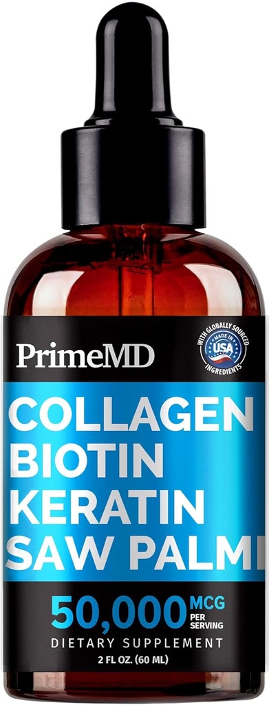 Liquid Collagen Peptides for Women - Serum Complex with Biotin Vitamin, Hydrolyzed Keratin Protein and Saw Palmetto - Comprehensive Formula for Hair, Skin, and Nails Wellness - 2fl oz (Pack of 1) 2
