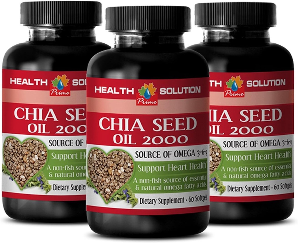 Chia Oil softgels - CHIA Seed Oil 2000 - chia Seed Oil Organic Cold Pressed - chia Seeds Organic, chia Seed Oil Omega, chia Oil for Hair, chia Oil for face, chia Seed Oil softgels - 3 Bot 180 Caps 2
