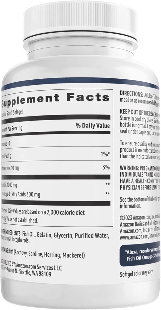 Basics - Omega 3 Fish Oil, 1000 mg, 90 Softgels (1 per serving), Gluten Free 3