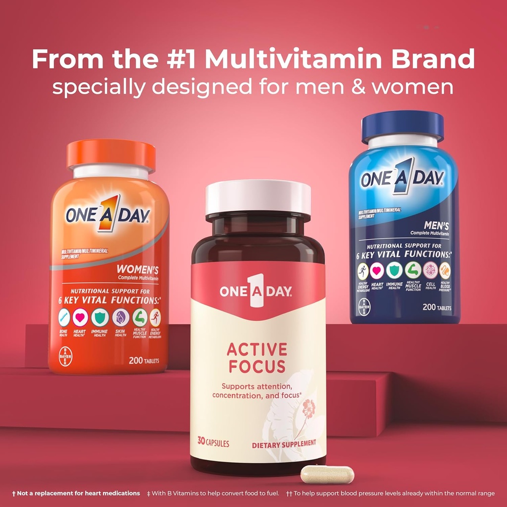 One A Day Bundle - One A Day Multivitamin for Men 200 Count Tablets and One A Day Active Focus Supplement, 30 Capsules 3