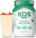 KOS Vegan Protein Powder, Unflavored & Unsweetened - Low Carb Pea Protein Blend, Organic Superfood Rich in Vitamins & Minerals - Keto, Soy, Dairy Free - Meal Replacement for Women & Men - 28 Servings 2