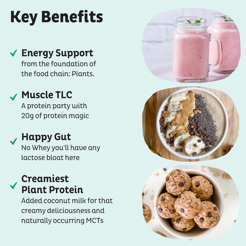 KOS Vegan Protein Powder, Unflavored & Unsweetened - Low Carb Pea Protein Blend, Organic Superfood Rich in Vitamins & Minerals - Keto, Soy, Dairy Free - Meal Replacement for Women & Men - 28 Servings 4