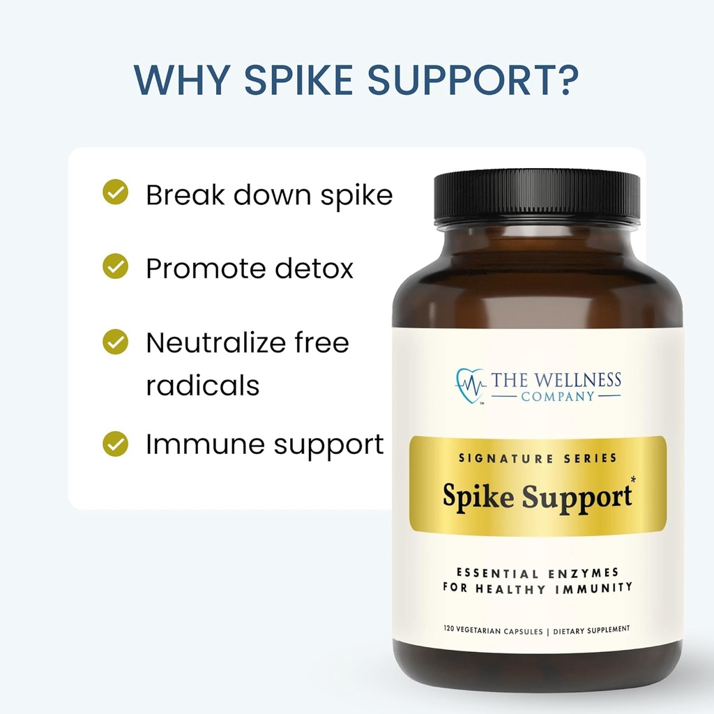 The Wellness Company Spike Support - Detox, Immune Health, Blood Flow, Anti-Clotting - Nattokinase, Dandelion Root, & Black Sativa | 60ct (1 Month Supply) 6