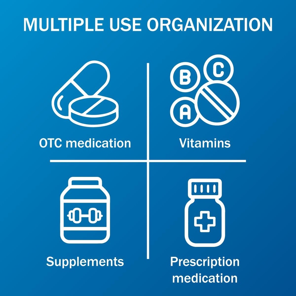 Basic Care (7-Day) AM/PM Pill Organizer, Vitamin Case, And Medicine Box, Large Compartments, 2 Times a Day, Black and Clear Lids 6