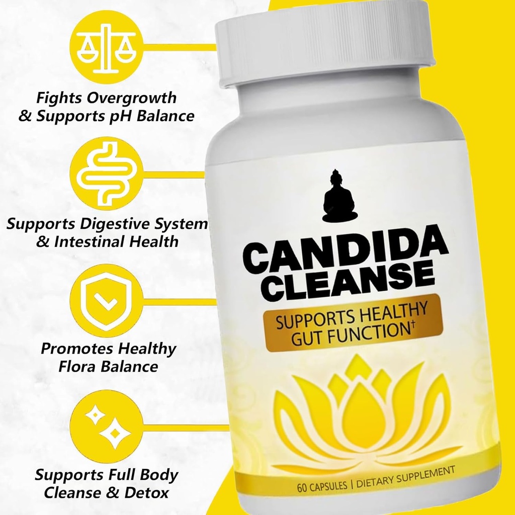 CandiFresh Candida Cleanse - Gut & Colon Support, Natural Herbal Formula, Include Oregano Leaf, Wormwood, Black Walnut, Caprylic Acid-1, 60 Capsules (2) 5