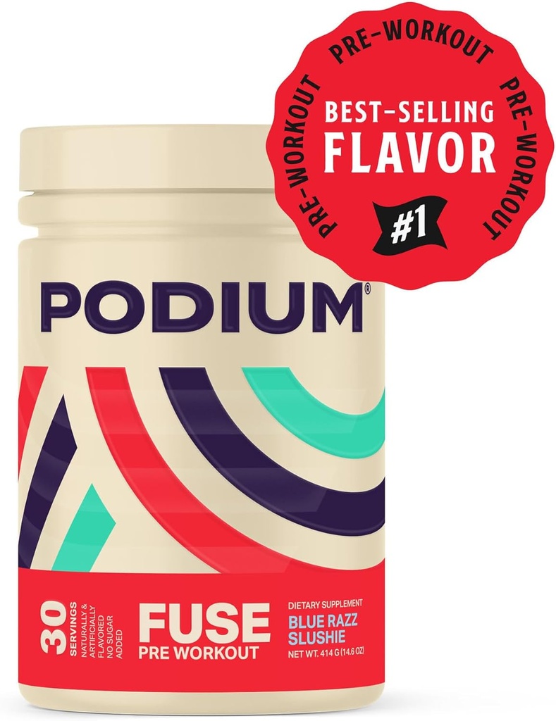 Podium Nutrition, Fuse Pre Workout Powder, Sour Watermelon, 30 Servings, Beta Alanine and Caffeine for Energy, Gluten Free, Soy Free, Dairy Free 3