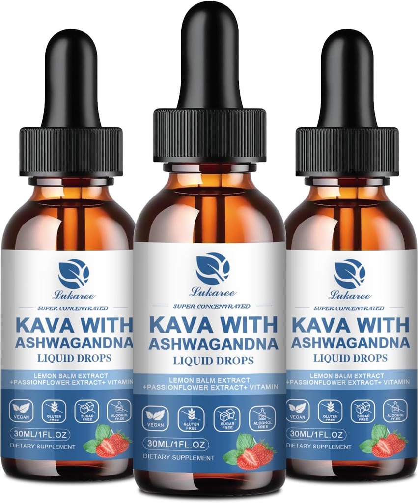 (3 Pack) Kava Kava Root Extract Supplement - High Concentration Kava w/Ashwagandha, Lemon Balm, Valerian Root for Immune & Overall Health - Vegan, Alcohol-Free 2