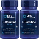 Life Extension L-Carnitine – 500 mg, Energy Supplement, Memory Supplement – Free Form Amino Acid, Nitric Oxide Support – Gluten-Free, Non-GMO, Vegetarian – Two Pack - 2 x 30 Capsules 2