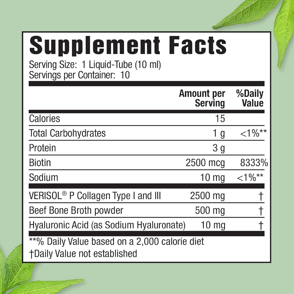 Applied Nutrition Liquid Collagen + Hyaluronic Acid - 10 Liquid Tubes, Pack of 2 - Skin & Nail Restoration - Mixed Berry Flavor - 20 Servings 3