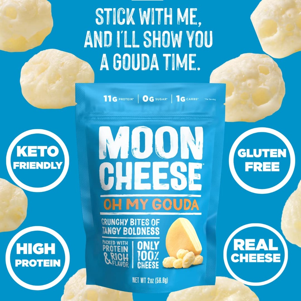 Moon Cheese Oh My Gouda Cheese Bites, 1 Ounce, 12-Pack, Crunchy, Packed With Protein & Calcium, Keto, Gluten Free 4