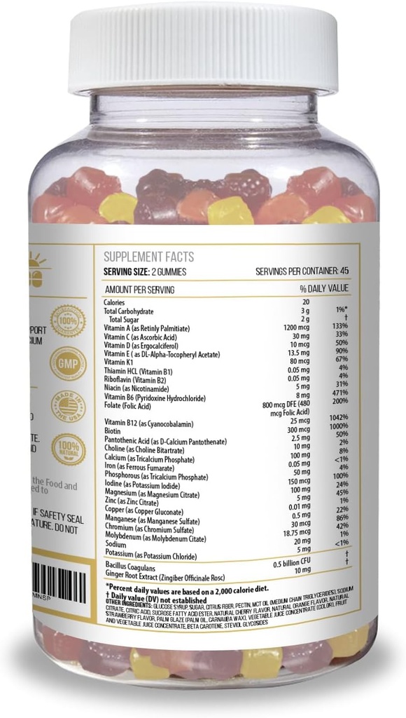 ACTIF Organic Bariatric Gummies with 25+ Organic Vitamins and Minerals for Bariatric Surgery, Advanced Formula – Non GMO, 90 Count 4