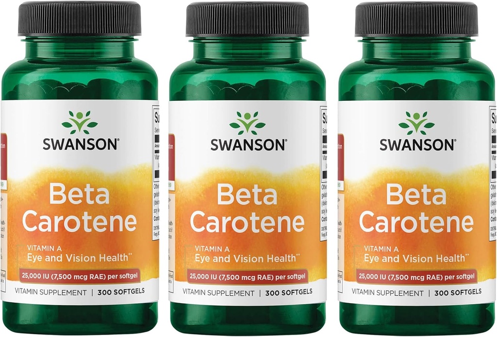 Swanson Beta-Carotene Vitamin A 25000 IU Skin Eye Immune System Health Antioxidant Support 7500 mcg 300 Softgels Count (3 Pack) 2