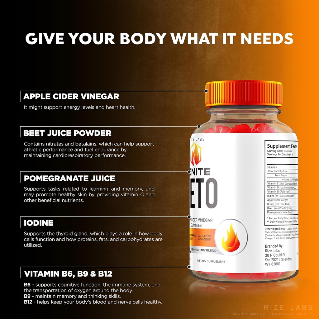 rize labs (Pack of 3 Ignite Keto ACV Gummies, for Advanced Weight Loss, Keto Ignite Supplement (180 Gummies) 6