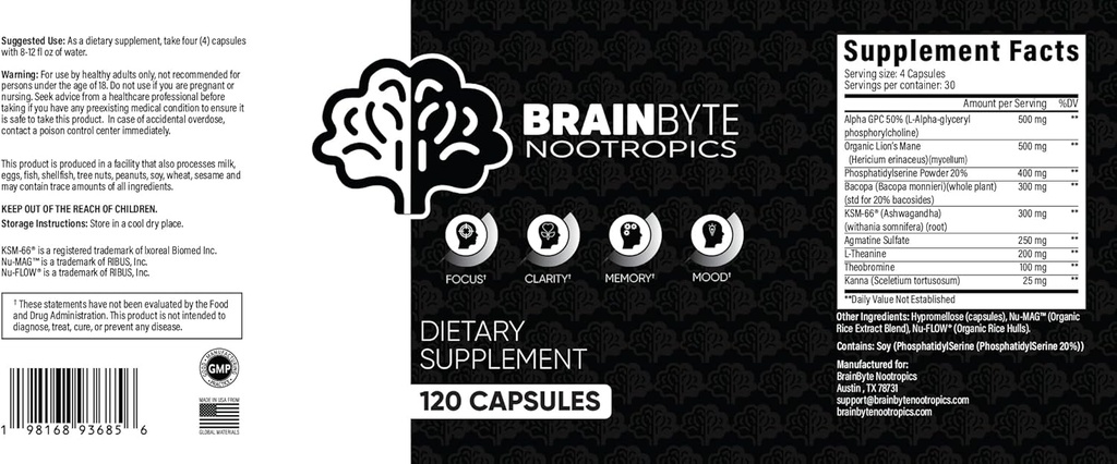 All-in-One Nootropic Supplement for Men & Women | Caffeine-Free Focus with L-Theanine & Phosphatidylserine (120 Count) 6