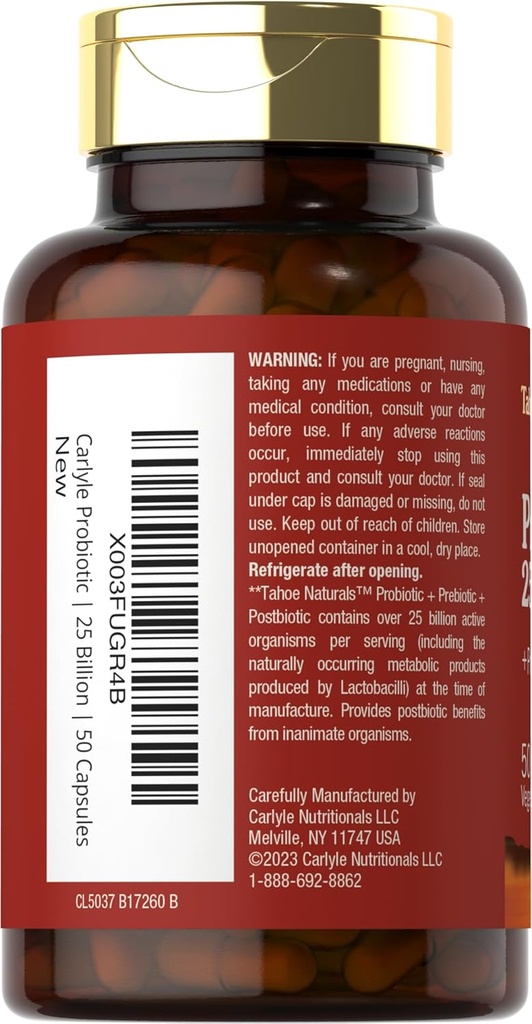 Carlyle Prebiotic, Probiotic & Postbiotic | 25 Billion CFU | 50 Powder Pills | Men and Women's Digestive Health | Vegetarian and Non-GMO Supplement 4
