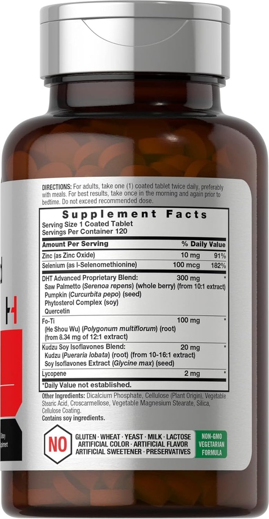 Horbäach DHT Advanced Hair Formula | 120 Tablets | Non-GMO and Gluten Free Hair Formula Blend with Saw Palmetto, Kudzu, and Fo-Ti 3