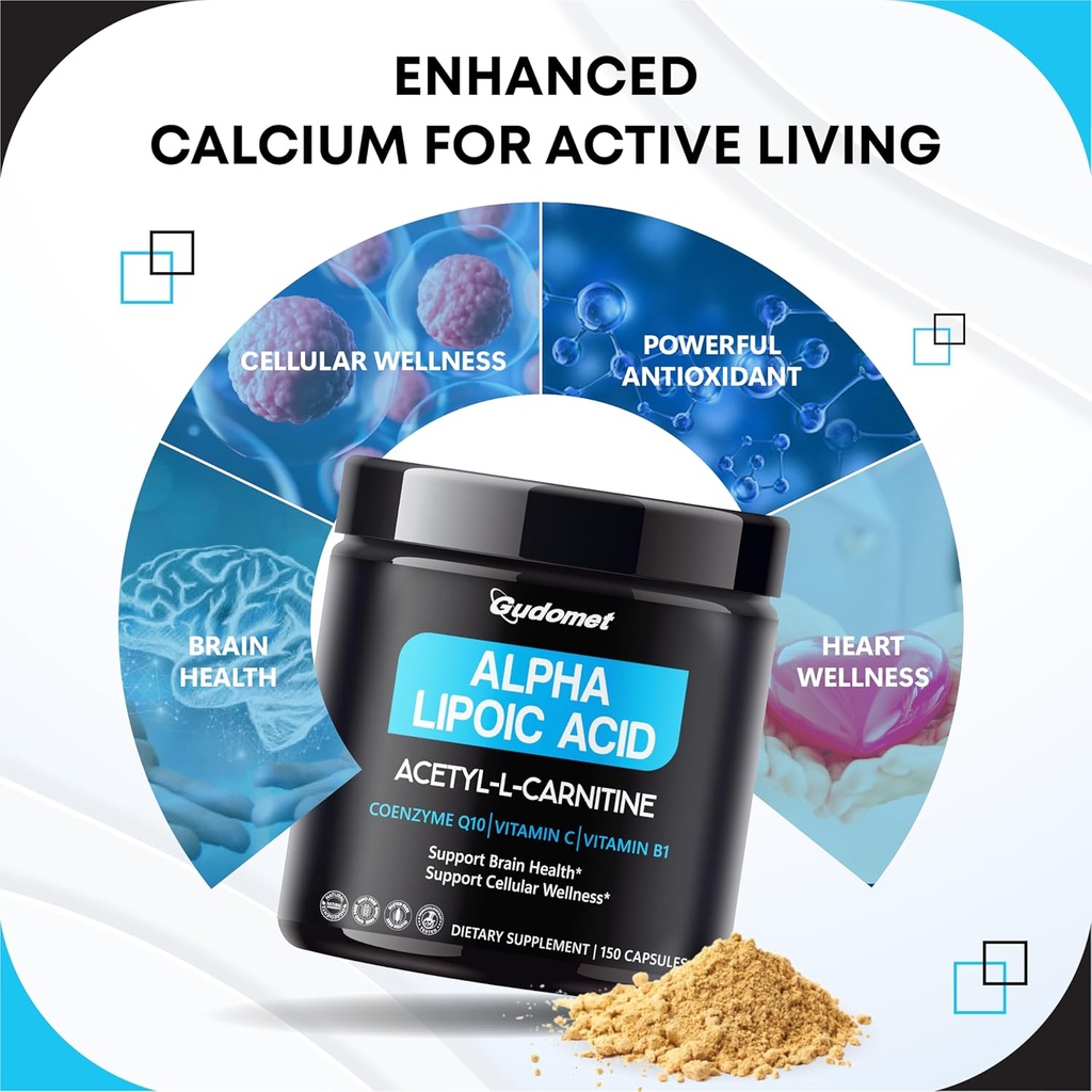 Ultra Alpha Lipoic Acid with CoQ10, Vitamin C & B1 - Supports Brain Health & Antioxidant Defense - 150 Capsules, Made in USA 4