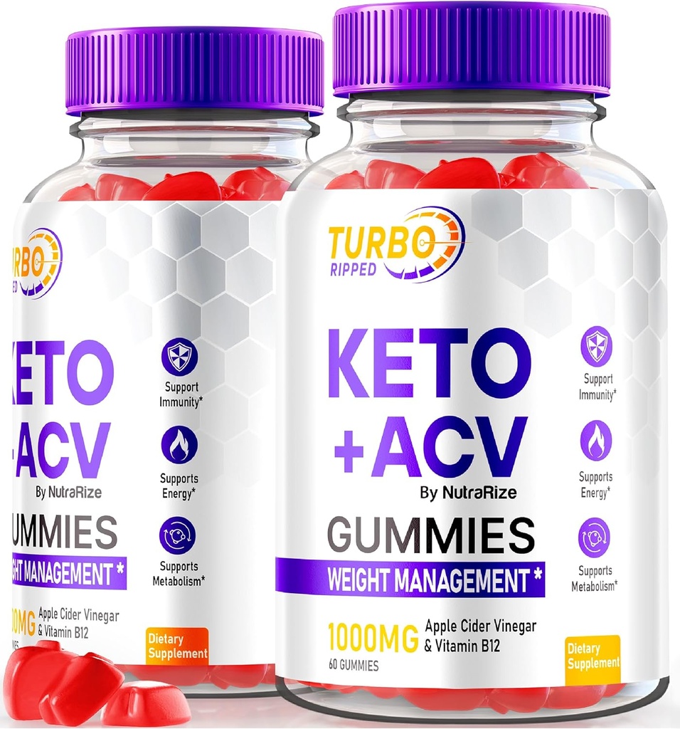 NutraRize (2 Pack) Turbo Ripped Keto ACV Gummies, Official TurboRipped Keto Gummies, Apple Cider Vinegar Supplement, All Natural Keto+ACV, Premium Keto Plus ACV Gummy, Gomitas Reviews (120 Gummies) 2
