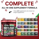 Hair Growth Supplement For Men | Biotin Hair Vitamins Collagen Pumpkin Seed Saw Palmetto Iron Ginseng Bamboo Silica Rosemary Peppermint Keratin Selenium Iodine Flaxseed Horsetail Vitamin A C D3 E B12 3