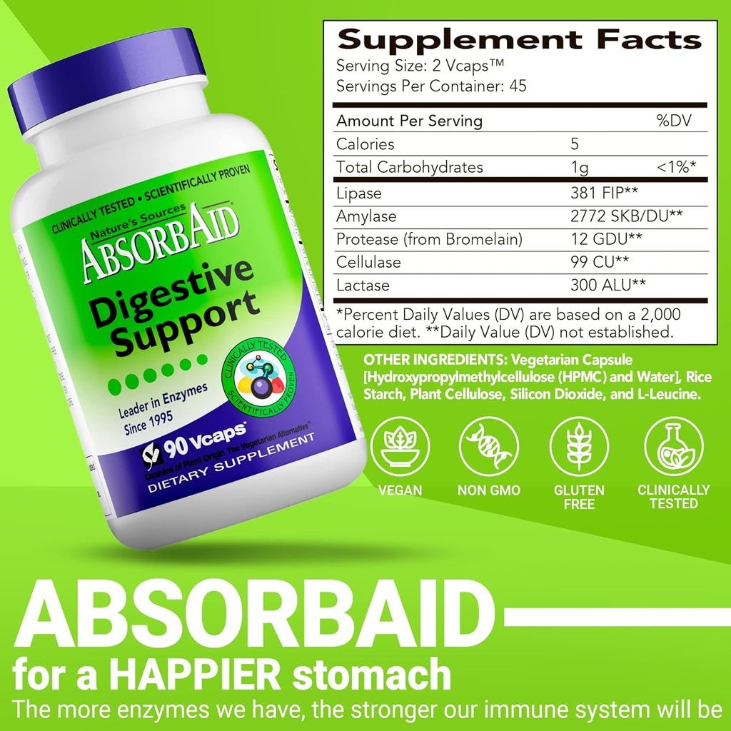 Nature's Sources AbsorbAid Digestive Support - 90 Vcaps 6