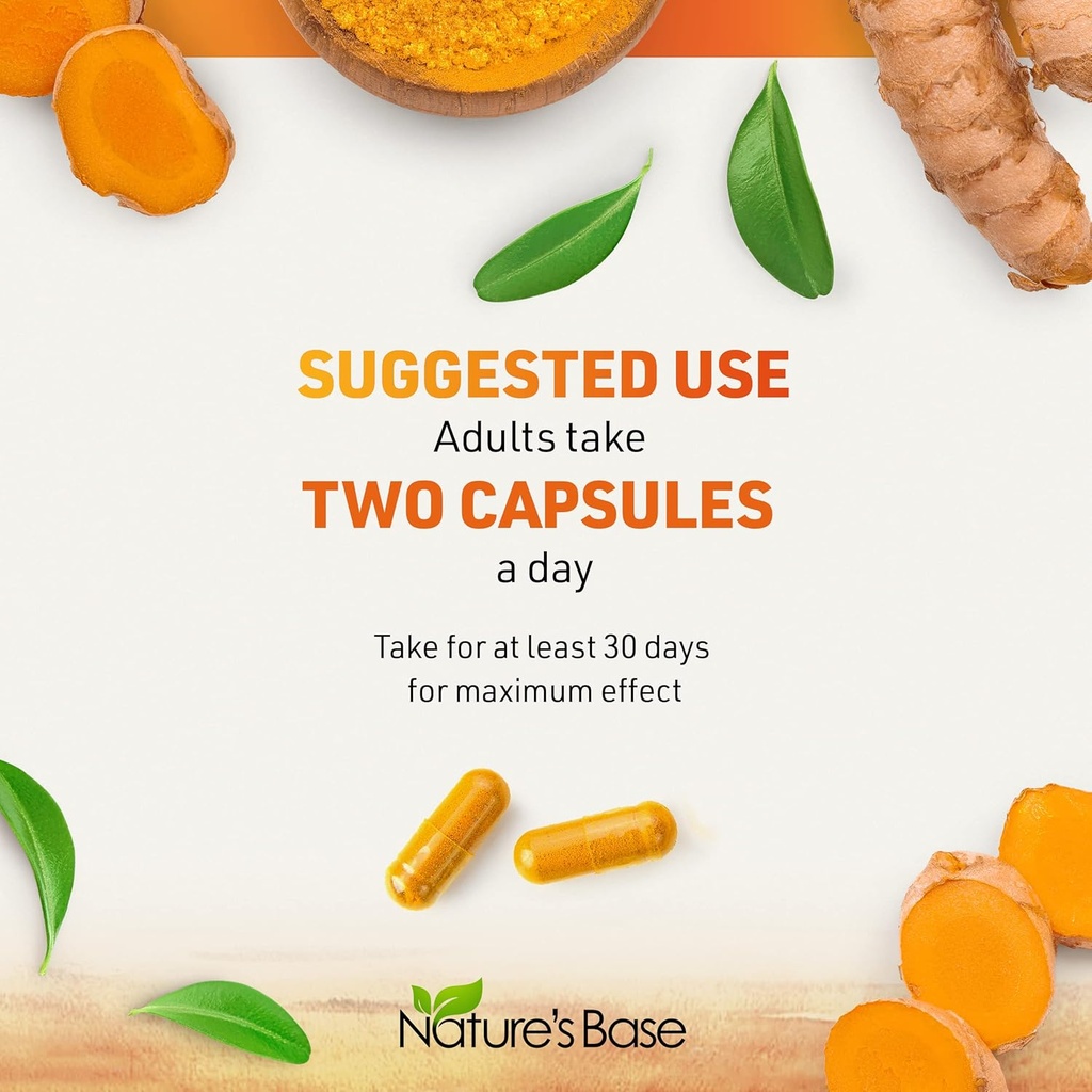 Nature's Base Turmeric and Ginger Supplement - with Curcumin, Apple Cider Vinegar & BioPerine Black Pepper Extract - 95% Curcuminoids - 120 Capsules 6