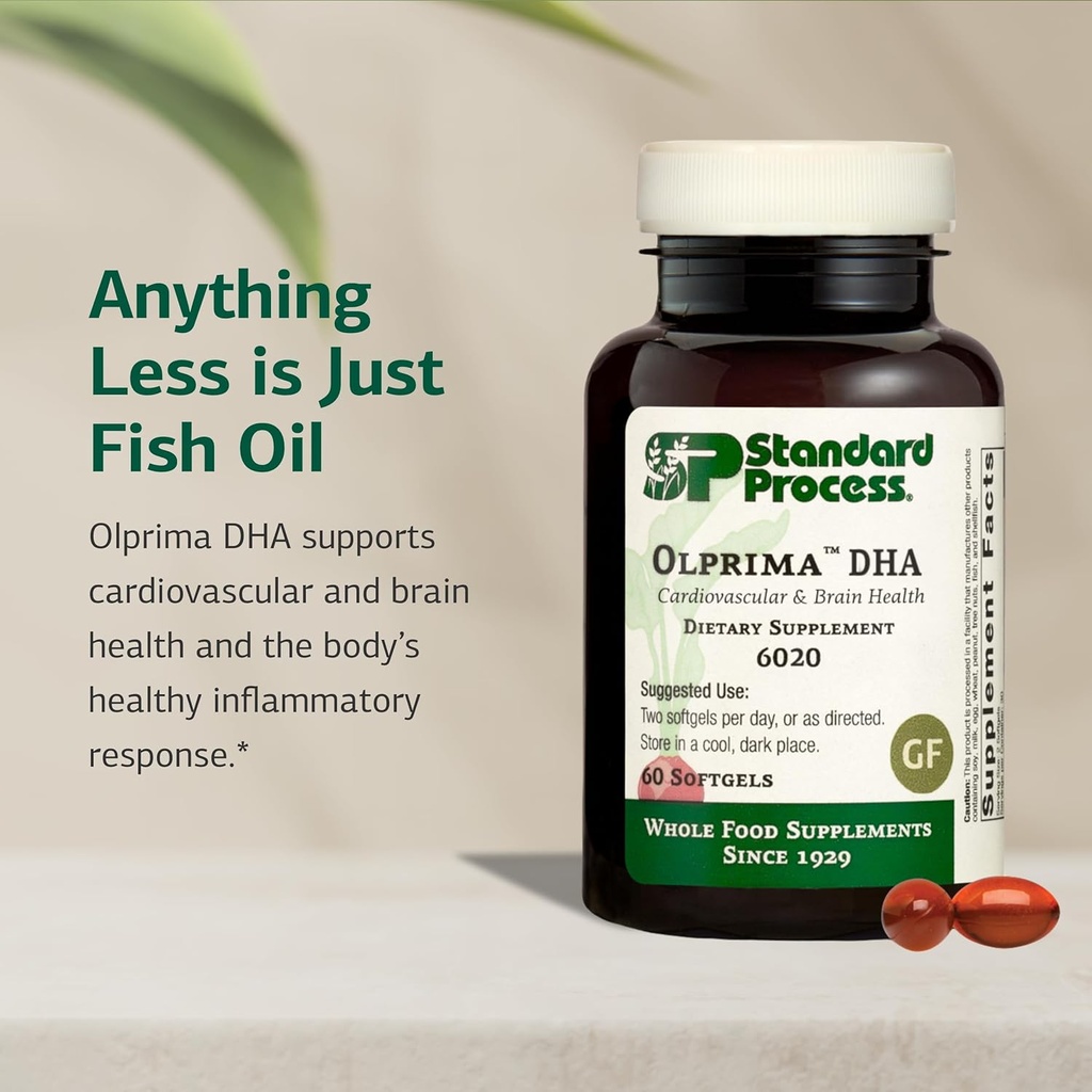 Standard Process Olprima DHA - Omega-3 Supplement for Heart & Brain Health - Gluten-Free, Non-Dairy & Non-Soy - 60 Softgels (30 Servings) 4