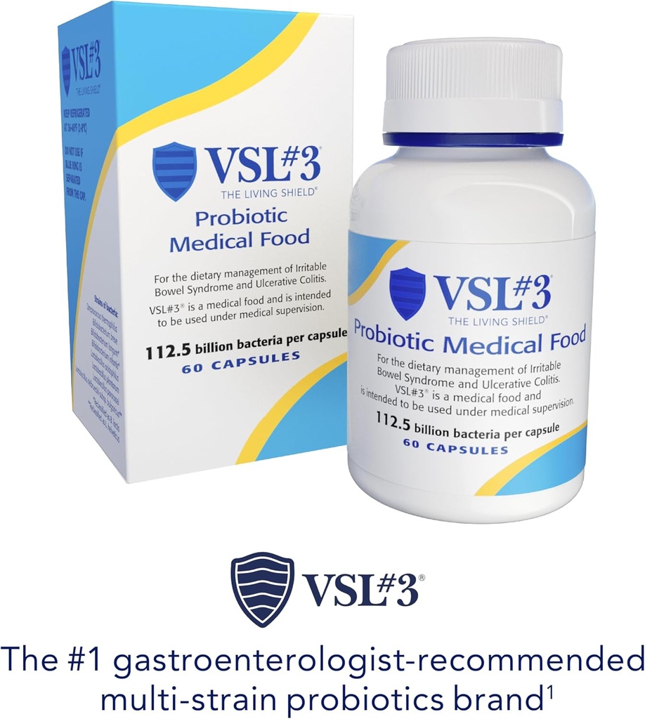 VSL #3® Probiotics for Digestive Health, IBS & UC Symptoms - 112.5B CFUs, High-Potency, Multi-Strain, Live, Refrigerated Probiotic, Medical Food for Gut Health Support in Men & Women, 240 Capsules 4